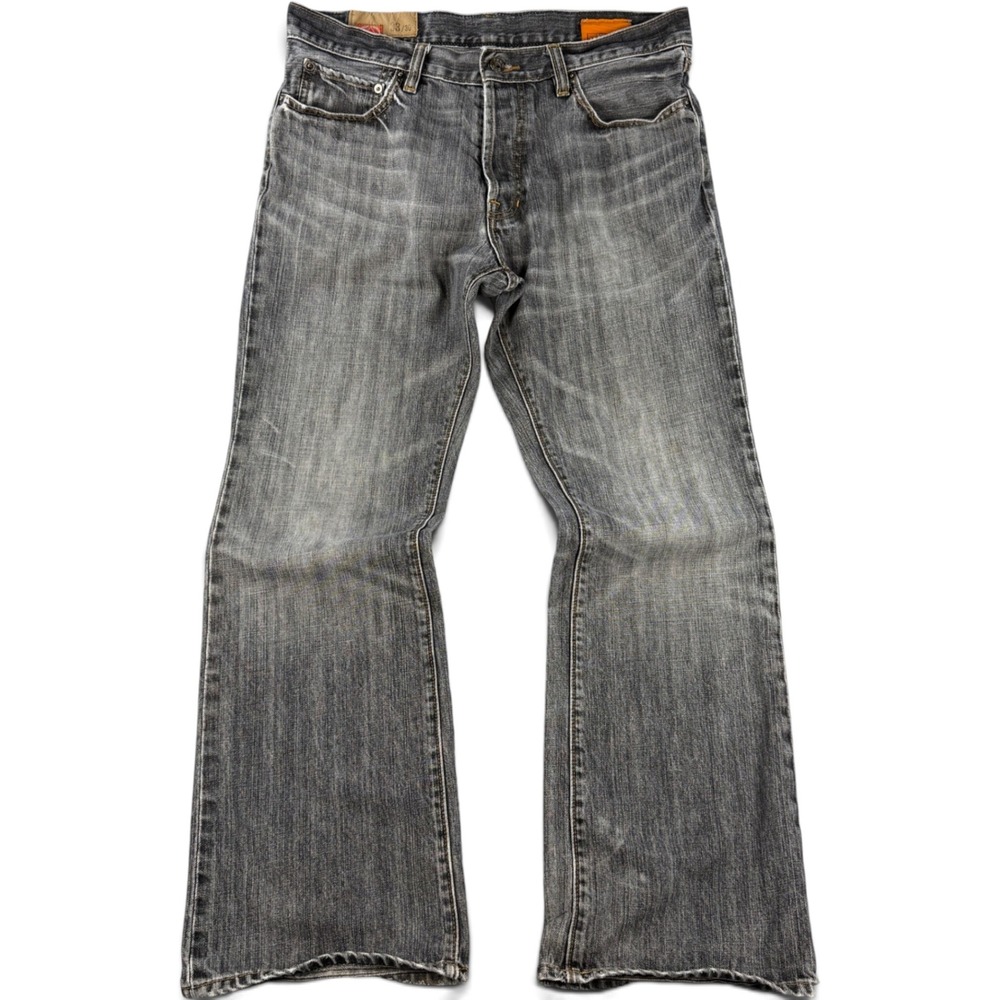 Gap 1969 Mens 33x30 Low Rise Bootcut Japanese Denim Jeans Sandblasted Grey 2007
